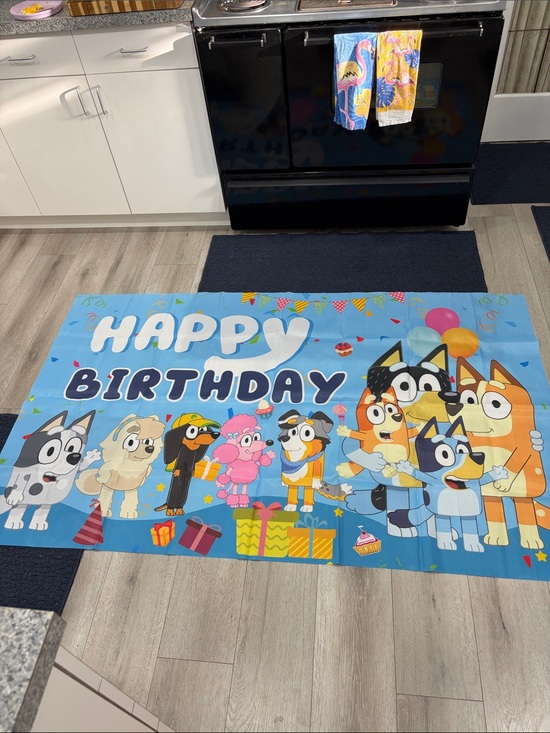Other - Bluey Birthday Backdrop Banner - Happy Birthday Blue Background